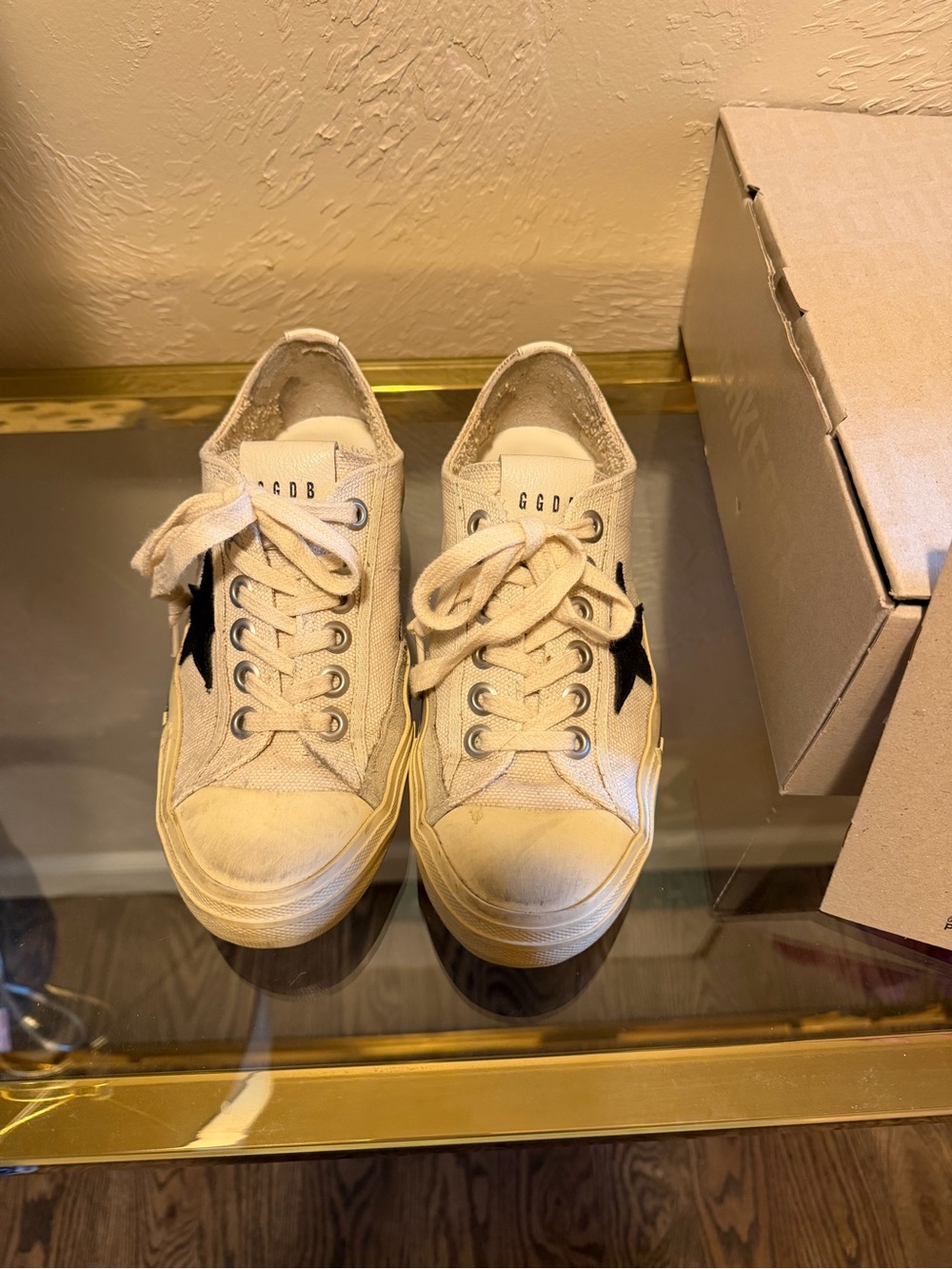 Golden Goose White Sneakers with Black Star Detail